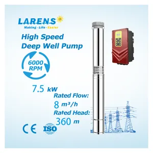 Stainless Steel Three Phase High Speed Ac/Dc Submersible Solar Deep Well Water Pump 10Hp