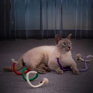 Giocattolo da Masticare per Gatti in Corda di Cotone con Nodo, Bastoncino Anti-Noia per Auto-Intrattenimento, Giocattolo Durevole per la Dentizione, Bacchetta Teaser per Gattini e Cani - Product Image 4