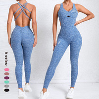 Mono deportivo de una pieza holgado con tirantes cruzados ajustables para gimnasio, yoga, baile y entrenamiento, ropa deportiva de verano, mallas elásticas