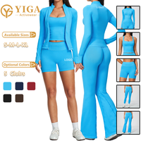Pantalons droits pour femmes, shorts de sport sans couture, pantalons de yoga sexy, débardeur, ensemble de vêtements de sport, veste de yoga, ensemble veste de yoga