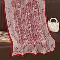 Vente en gros – Nouveauté 2025 – Châle vintage en soie imitation pour femme – Hijab musulman de luxe – Écharpe longue en soie imprimée motif cachemire pour femme