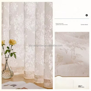 Soggiorno rurale di lusso balcone protezione solare specchio Jacquard velo tenda di garza bianca - Product Image 5