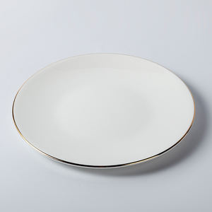 Juego de platos de cena laterales de porcelana blanca de 8 ", 10" y 12 "al por mayor platos de lujo con borde dorado de porcelana china de hueso para eventos, bodas, hoteles VIP - Product Image 5