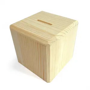 Custom Logo Piggy Bank Wood Money Box For Kids