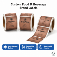 Etiquetas Adhesivas de Papel Texturizado Impermeable con Estampado Dorado Personalizadas TEDDY para Botellas de Vino Tinto y Licores