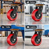 Roue à roulettes pour entrepôt en polyuréthane composé avec bande de roulement bombée, emballage personnalisé pour chariot de stockage, carton en vrac, faible MOQ, directement du fabricant