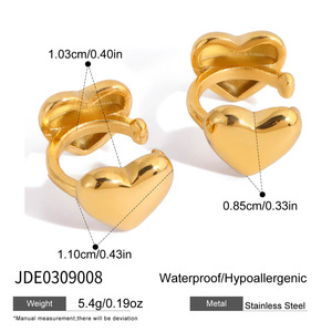 Bijoux minimalistes, boucles d'oreilles en acier inoxydable 18 carats, boucles d'oreilles à clous en forme de cœur, boucles d'oreilles pour femmes - Product Image 6