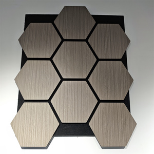 Panneau d'absorption acoustique hexagonal en <span class=keywords><strong>bois</strong></span> AKU résistant à l'humidité pour l'intérieur, avec un NRC de 0,65, pour appartement et salon - Product Image 5