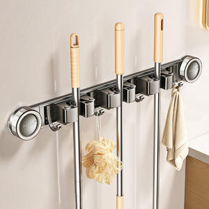 Tiandiyu Soporte de Pared para Escobillas de Acero Inoxidable, Organizador de Almacenamiento sin Perforaciones, Acabado Pulido, Forma Rectangular - Product Image 5