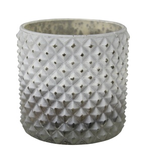 Hot Selling Designer round <b>Glass</b> Votive Holder Candle Jar 2-Color (White and Silver) Handicrafts for Christmas for Decorations - Product Image 1