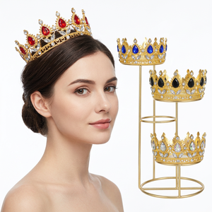 Couronne de cristal de luxe en gros, directement de l'usine, diadème de mariée, accessoires pour cheveux de mariage, décoration de gâteau floral - Product Image 5