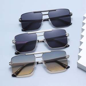 Lunettes de soleil vintage personnalisées 2025 pour hommes et femmes, en métal, style pilote, UV400, double pont, carrées - Product Image 2