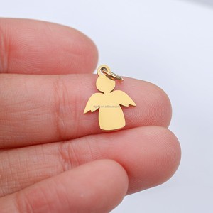 Colgantes de Ángel Grabados de Acero Inoxidable Dorado, Amuletos de Ángel Guardián <span class=keywords><strong>para</strong></span> Joyería Personalizada DIY, Regalos Conmemorativos y de Bautismo - Product Image 3