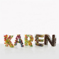 Bac de rangement en forme de grande lettre, conteneur de grande taille transparent en acrylique design de boîte à bonbons
