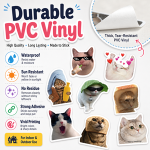 Pegatinas de Vinilo Personalizadas con Diseño de Gato Divertido, Resistentes al Agua, Recortadas, para Laptop, Botella de Agua, Teléfono, Equipaje - Product Image 3