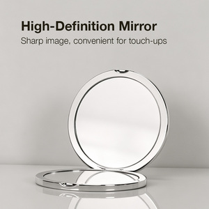 Professional Metal Chrome Finish Dual Sided Foldable Pocket <b>Mirror</b> Personalized Logo <b>Compact</b> <b>Mirror</b> for Promotional Event Gifts - Product Image 4