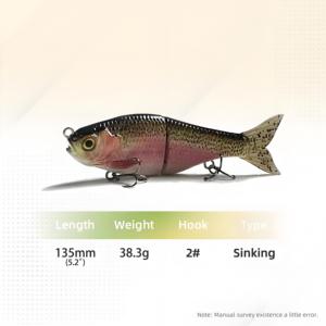 Esca Artificiale per Pesca in ABS Rigido Snodato, Nuovo Glide Swim <span class=keywords><strong>Bait</strong></span> con Coda Morbida in PVC, Esca Glide per Trota - Product Image 2