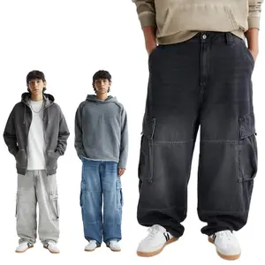 Gingtto Groothandel Op Maat Streetwear Denim Broek Cargo Losse Baggy Jeans