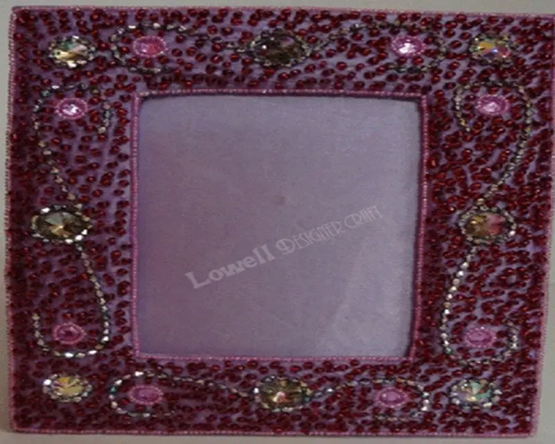 Designer Embroidered Handmade Beaded Fabric Photo Frame