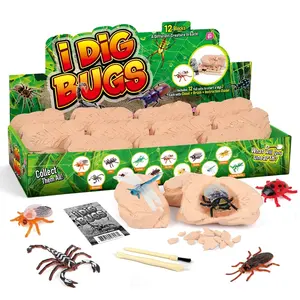 Toptan çocuk eğitici oyuncaklar 12 adet böcek kazmak ve Discovery böcek kazı kiti çocuklar için hediye