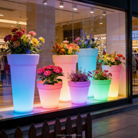 Pot Bunga Plastik Besar Berlampu LED Tenaga Surya untuk Taman, Patio, Restoran, Lanskap Hotel, Dekorasi Penanaman