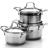 Ensemble d'ustensiles de cuisine 5 couches plus grande taille, bol à soupe antiadhésif, ustensiles de cuisine Induction 5 pièces, rose chaud, ustensiles de cuisine sans eau en acier inoxydable