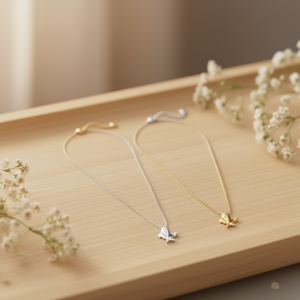 Collana con Ciondolo Pesci in Acciaio Inossidabile 46058, Charm a Stella Oro e Argento, Gioielli alla Moda - Product Image 3