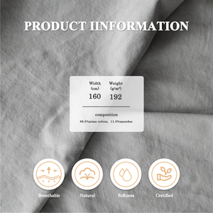 Tissu en <span class=keywords><strong>jersey</strong></span> <span class=keywords><strong>de</strong></span> <span class=keywords><strong>coton</strong></span> <span class=keywords><strong>Pima</strong></span> 60S, 88,5 % Supima, 11,5 % élasthanne, 192 g/m², résistant aux déchirures, imperméable, teinture unie, poids moyen - Product Image 2