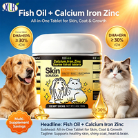 Comprimés d'huile de poisson multivitaminés pour animaux de compagnie pour une fourrure brillante et une nutrition équilibrée, supplément de calcium, zinc, fer et taurine pour chiens et chats OEM