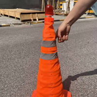 Cône de signalisation réfléchissant pliable à LED pour la sécurité routière, cône de sécurité pliable pour voiture, fabricant avec base en PP et ABS