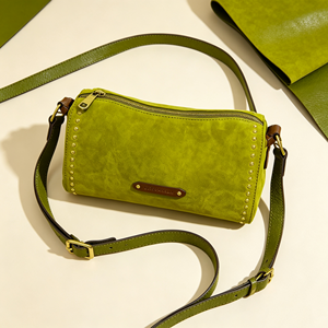 Sac bandoulière rétro cylindrique, sac à bandoulière vert avec rivets décoratifs et fermeture éclair, sac à main décontracté quotidien avec sangle réglable - Product Image 5