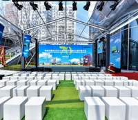 Tente de fête mobile de nuit avec éclairage LED, tente gonflable en forme de cube, tente de camping pour spectacle