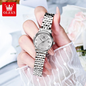 Olevs 5611 luxe Oem vente en gros classiques échelle romaine exquise <span class=keywords><strong>femme</strong></span> d'affaires calendrier en acier inoxydable cadeau dame montre à Quartz - Product Image 3