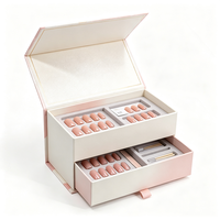 Boîte à ongles press-on de luxe à double couche avec logo personnalisé, boîte cadeau rigide