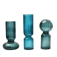 Vase de table en verre borosilicate rayé de style nordique, fait main, pour fleurs hydroponiques, design bulle, coloré, vintage, décoratif