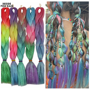 Wholesale Christmas Color Bling Tinsel Hair Extension High Quality Raw Material Ombre Jumbo <strong>Braid</strong> Synthetic Hair for Braiding - Product Image 3