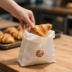 Sacs d'emballage en papier blanc anti-graisse personnalisés de qualité alimentaire Bandes en papier pour biscuits Hamburger Croissant Pain - Product Image 4