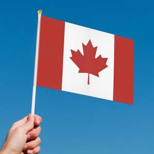 Paquete de 12 mini banderas de palo canadienses de 14X21cm de poliéster portátil para decoraciones de fiesta de <span class=keywords><strong>club</strong></span> de fútbol interior y exterior - Product Image 6