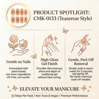 Bandes de gel pour ongles sans UV certifiées CE, papillon 3D en relief pour manucure ambre translucide, 22 bandes, sans lampe, en vrac, 14 jours