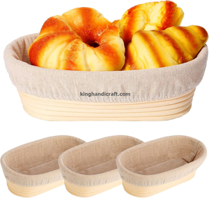 Ensemble de paniers de levage faits main OEM pour la cuisson du pain au levain, bannetons ronds et ovales en rotin avec emballage personnalisé - Product Image 5