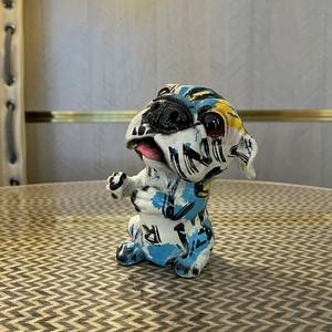 Nouvelle sculpture artisanale en résine époxy de style nordique créative et colorée, tête de chiot croquée, ornement artistique pour salon, maison, porche, télévision - Product Image 3