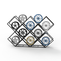 Espositore per Cerchioni Auto - Stand Portatile Ecologico Riciclabile Creativo con Luce LED per Cerchi Auto