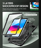 Sağlam PC Silikon Tablet Kılıfı, iPad 10. Nesil 10.9 İnç için Omuz Askılı Tam Koruyucu Kılıf
