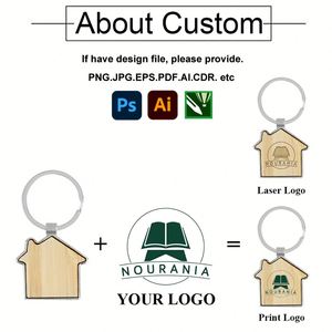 Llaveros de Madera Personalizados al por Mayor, Llaveros de Madera de Haya para Grabado Láser de Logotipos, Forma de Casa y Corazón - Product Image 3