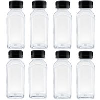 Botol Plastik Jus Minuman Teh Susu Kotak Bulat Transparan 2oz 4oz Kecil 60ml 120ml PET Mini Botol Shot Jahe Dengan Tutup Sekrup