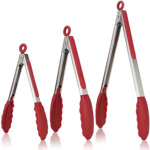 Pince de cuisine domestique facile à utiliser, 3 pièces résistantes à la chaleur, embouts en silicone antiadhésifs, pinces alimentaires pour barbecue - Product Image 1