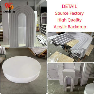 ฉากหลังงานแต่งงานทันสมัยแบบเรียบหรู ผนังอะคริลิคสีขาวทรงสี่เหลี่ยม ทนทาน หรูหรา - Product Image 2