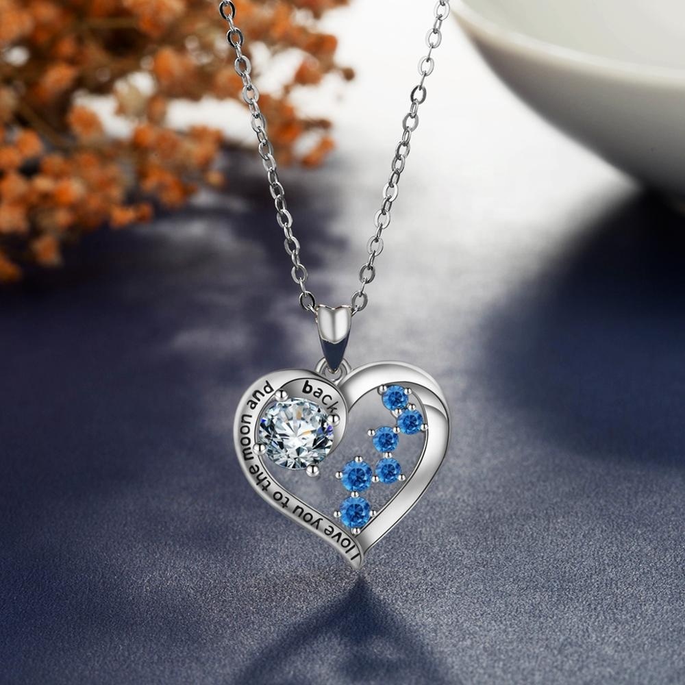 925 de corazón de plata esterlina te amo a la Luna y vuelta COLLAR COLGANTE