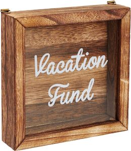 Caisse d'épargne de voyage personnalisée tirelire en bois ombre boîte de fonds de lune de miel grandes tirelires en bois pour adultes - Product Image 3