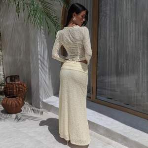 ชุดกระโปรงยาวลูกไม้ผู้หญิงแบบสั่งทำพิเศษ ปี 2026 เสื้อครอปแขนยาว กระโปรงยาวพลิ้วไหว ชุดเซ็กซี่สำหรับออกงานกลางคืน ฤดูใบไม้ผลิ ฤดูร้อน ระบายอากาศได้ดี - Product Image 6